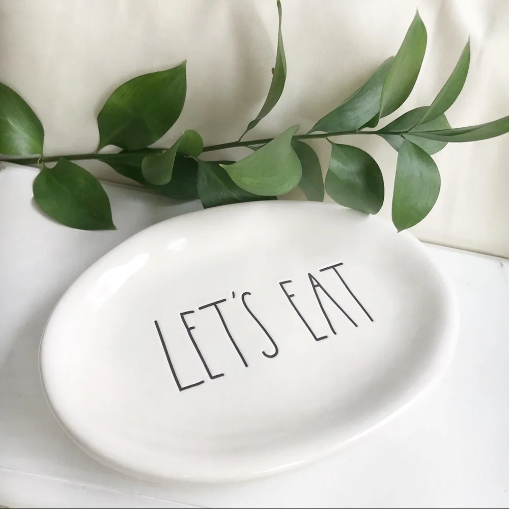 NWT Rae Dunn 2 Lets Eat Oval Plates - Picture 2 of 7